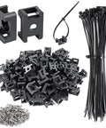 100 Pcs Cable Zip Tie Saddle Mounts With 8 Inch Ties Tapping Screws Wire Clips Black Cable Management Kit Image