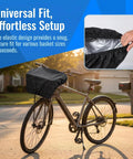 Heavy Duty Waterproof Bike Rack Cover With 60 Liters Rain Protection To Keep Treasures Dry On Outdoor Adventures And Sudden Showers For Most Bikes, black cover on bike basket