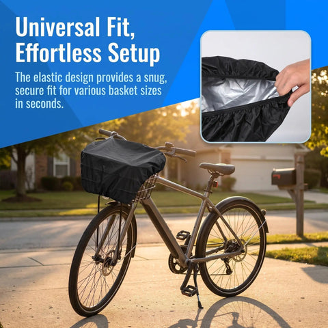 Heavy Duty Waterproof Bike Rack Cover With 60 Liters Rain Protection To Keep Treasures Dry On Outdoor Adventures And Sudden Showers For Most Bikes, black cover on bike basket