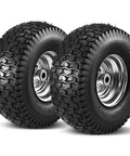 Beefy Front Tire And Wheel Set For Riding Lawn Mowers 15x6-6 Compatible With John Deere Craftsman Husqvarna, two front view tires