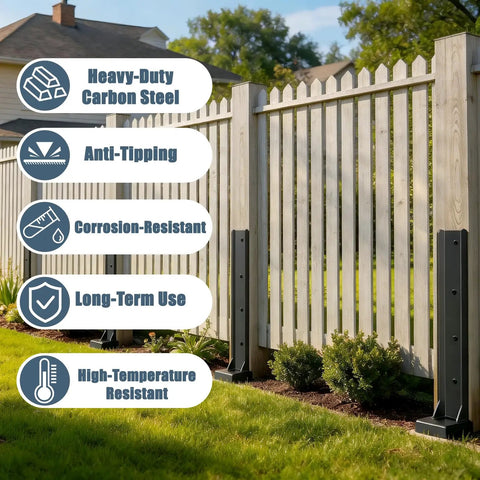 Heavy Duty H-Frame Fence Post Repair Kit, Hella Tough Quick Fix For Wobbly Wooden Posts on sturdy wooden fence.