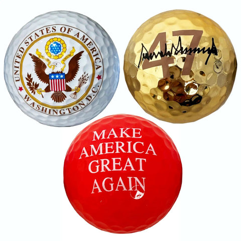 Great Again Golf Set With Presidential Seal Balls And Embroidered Towel, Includes Gold Trump 47 Signature Balls And Red Great Again Balls