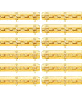 12 pack of gold 90 Degree Antique Small Hinges for Jewelry Boxes and Cabinets, Pro Grade Heavy Duty Flush Piano Hinges on display.