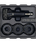 K234 Wheel Hub Resurfacing Kit With Brake Surface And Lug Stud Cleaner, includes one-quarter inch hex drive and four sanding pads.