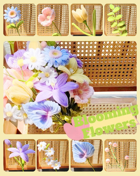 Pipe Cleaner Flower Kit With Video Tutorial 500 Pcs Craft Set showcasing colorful DIY bouquet and flower variations in six colors.