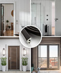 Slap On This Foolproof Door Weather Stripping To Kick Chilly Drafts To The Curb Featuring A Tight V Shaped Kerf Seal That Blocks Light Noise And Wind While Keeping Your Cozy Home Insulation Secure For 26 FT In Brown in various door settings.