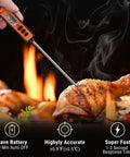 Digital Meat Thermometer For Cooking And Candy Making, Instant Read In 1 To 3 Seconds, 5.3 Inch Long Probe inserted in chicken