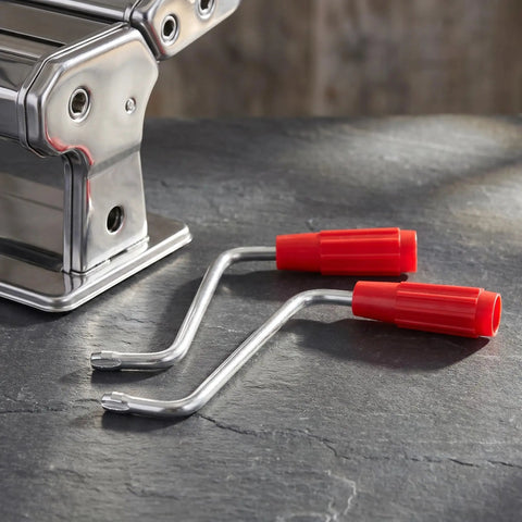 Two Pack Pasta Machine Replacement Handle And Holding Clip Kit For Manual Crank Repair Easy Grip Replacement Parts For Your Pasta Maker Durable Sturdy Kitchen Tool Upgrade, two red-grip handles
