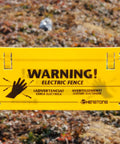 Electric Fence Warning Sign Set 4 Pack Yellow No Touching Safety Signs 9.5 By 4.7 Inches Durable Plastic For Farm And Home Use Strong Adhesive Stick On Labels For Outdoor Fence Lines.