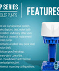 Evaporative Cooler Pump For Swamp Coolers And Lab Water Circulation 230 Volt 563 Gallons Per Hour with features text