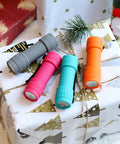 10 Pack Nine LED Mini Flashlights With AAA Batteries Included And Pre Installed displayed on gift box.