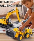 Child playing with a Large Wheeled Loader Heavy Duty Construction Metal Bulldozer Toy for Kids Outdoor Sandbox Car Toys Birthday Gift.