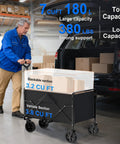 Person using Heavy Duty Collapsible Wagon With 380 Lb Capacity, Folding All Terrain Beach Utility Wagon for transporting boxes