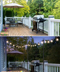 Before and after deck view with Two Pack 9.8 Ft Outdoor String Light Poles For Hanging Lights Durable Weather Resistant Yard