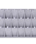 Super Smooth Large 18 Compartment Velvet Jewelry Storage Tray With Handy Necklace And Watch Display Pad Totally Organized For Craft Sessions And Stylish Desk Vibes, with gray compartments.