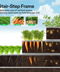 Three Tier Metal Raised Garden Bed 46 By 46 By 24 Inches Galvanized Steel Outdoor Planter Box Stair Step Design for optimal soil use