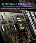 Close-up of circuit board showing 16 DSP effects for Six Channel Bluetooth Audio Mixer with 16 DSP Echo Effects and 7 Band EQ.