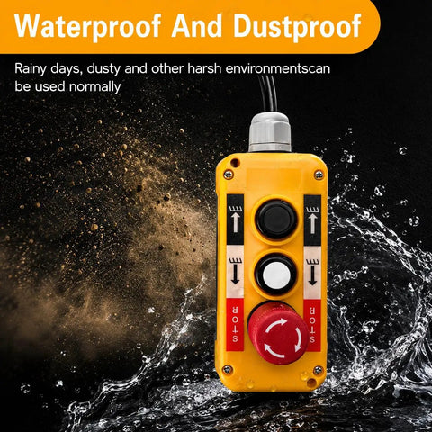 2 Button Crane Pushbutton Switches With Box Holder And 15 Inch Cable, waterproof control for harsh environments.