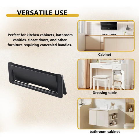 Two Pack Flat Pull Handles 3 Inch Recessed Cabinet Pulls Flush Mount Black With Screws for versatile use in kitchens and wardrobes