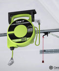 40 Foot Retractable Extension Cord Reel With 12 AWG 3 Conductor SJTW Cable mounted on ceiling in garage