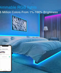 33 Feet LED Strip Lights With App Control And Voice Assistant Compatibility RGB Color in modern bedroom decor