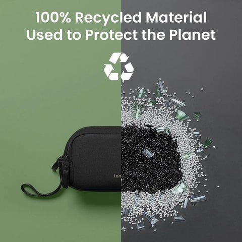 Water Resistant Dual Compartment Tech Pouch For Cables And Gadgets Grab And Go Cable Organizer Bag made from recycled material
