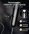 Close-up of a Milk Frother With Variable Speed Rechargeable Wand Detachable Double Whisk Handheld Electric Stirrer with USB-C charging
