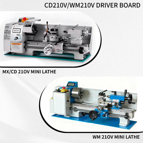 DC Brushless Spindle Motor Kit For CD210v WM210v Lathe 1100W 110V Input shown with CD210v and WM210v mini lathes