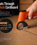 Cordless Electric Cardboard Cutter 3/8 Inch Blade For Thick Shipping Boxes And Cartons powerfully slices through corrugated cardboard.