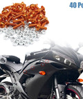 Orange Aluminum Hex Socket Head Bolts Set M6x1 Thread 20mm 40 Pcs Universal Replacement For Motorcycles And Cars Bumpers Mudguards
