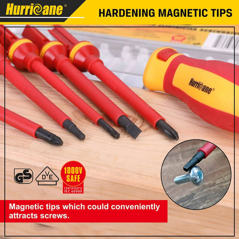 1000V Insulated Electrician Screwdriver Set, 15 Piece Pro Kit With Interchangeable Bits, Magnetic CRV Tips