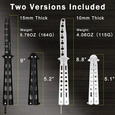 Butterfly Training Set Duo Dope Metal Flipping Tools For Beginners To Pro Safe Skeletonized Handle Design with two size options
