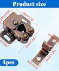 4 Pack Double Roller Cabinet Latch Hardware For Cupboard Closet Kitchen Doors And RV Cabinets Closure Catches, size shown.