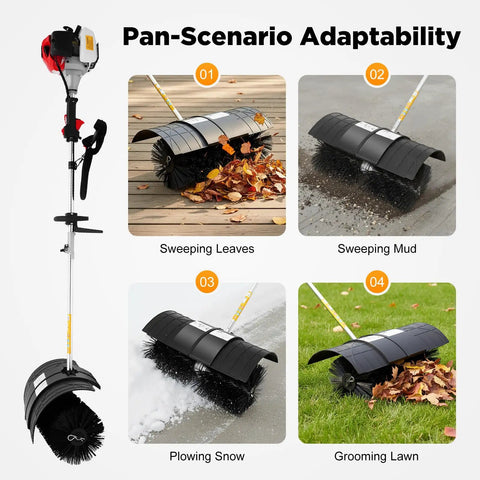 Heavy Duty 52Cc Gas Walk Behind Lawn Sweeper With Handheld Broom Attachment For Farms, Streets, And Gardens. Powerful Two-Stage Debris Cleaner For Leaves, Grass Clippings, And Yard Waste. Durable Construction.