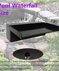 Pond Waterfall Spillway Pool Fountain Water Feature In Black Stainless Steel, no light, 11.8 x 7.8 x 3.9 inches, outdoor garden kit