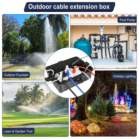 Heavy Duty Large Outdoor Electrical Box IP54 Waterproof Weatherproof 12x9x5 Inch Box Built To Handle 8 Cable Ports Protecting Power Strips, Extension Cords, Surge Protectors, Timers, Large Adapters And Above Ground Pool Accessories.