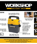 Portable Wet Dry Vacuum Cleaner 3-Gallon 3.5 Peak HP With Built-In Dust Pan and Expandable Hose