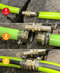Grab This Ultimate 3/4 In Garden Hose End Repair Kit With Male And Female Fittings To Fix Leaks Fast And Save Cash On Expensive Replacements For Your Water Hose Ends. Brass hose repair kit on green garden hose, step-by-step connection