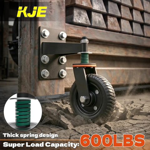 Heavy Duty Gate Wheel For Fences And Farm Gates, 8 Inch Wheel With 360 Degree Rotation, Spring Loaded Caster Supports Up To 600 Lbs