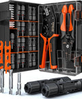 Solar Connector Crimping Tool Kit For 14-10 AWG Cables With 12 Pairs Of Solar Connectors, Wrench, Stripper And Crimper in case