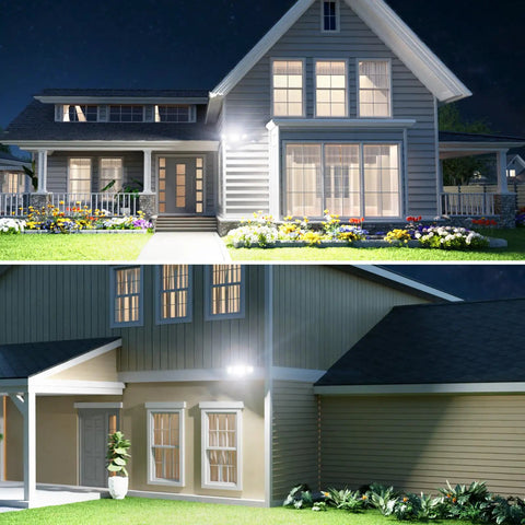 Rugged 80W Dusk To Dawn Outdoor Flood Lights Pumping Out 8000 Lumens IP65 Waterproof 3 Adjustable Heads 6500K Cool White LED Security Bulb For Garage Patio And Yard