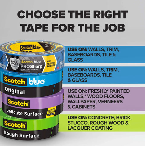 PROSharp Painter's Tape 2 in (1.88 in x 60 yd) 1 Roll Blue Edge-Lock+ with other tapes for various surfaces
