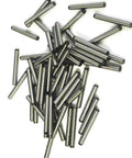 D25-8 Dowel Pins In 416 Stainless Steel, 25 Piece Hardware Fastener Kit For All Purpose Projects, Heavy Duty Pro Grade, Corrosion Resistant For Harsh Environments, High Temperature And Humidity Ready, Mercury Free And Non Toxic. 25 stainless dowel pins on white