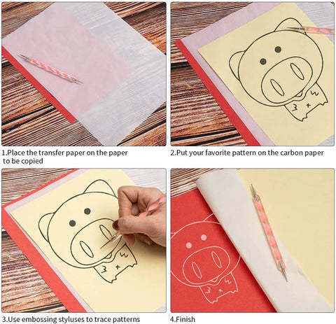 50 Sheets White Carbon Paper For Easy Tracing And Transfer Graphite Paper Pack With 5 Double Ended Embossing Styluses For Wood Paper Canvas