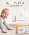 12 Pack Outlet Covers Baby Proofing Bigger Size For Safer Sockets Keeps Toddlers Safe No Joke And Prevents Choking Hazard Virtually Invisible And Paintable Socket Covers That Blend With Any Decor featuring a toddler and packaging.