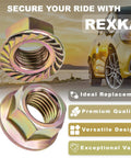 Exhaust Spin Lock Nut Set 10 Pcs M10-1.25 Serrated Flange Nuts That Lock Tight For Honda Exhaust Systems, metallic finish