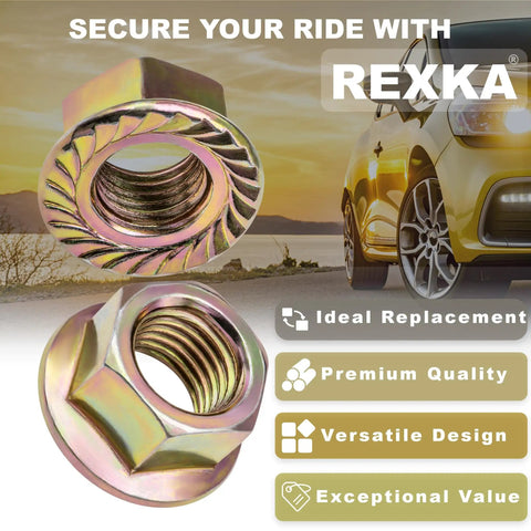 Exhaust Spin Lock Nut Set 10 Pcs M10-1.25 Serrated Flange Nuts That Lock Tight For Honda Exhaust Systems, metallic finish