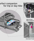 35L Foldable Waterproof Backpack For Outdoor Adventures Equipped With Wet Clothes Compartment featuring main compartment and side pocket