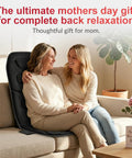 Mother and daughter using Vibration Back Massager Seat Cushion With Heat 10 Motor Chair Pad for relaxing back massage at home