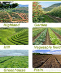 Variety of landscapes including highland, garden, hill, vegetable field, greenhouse, and plain for diverse crop planting.